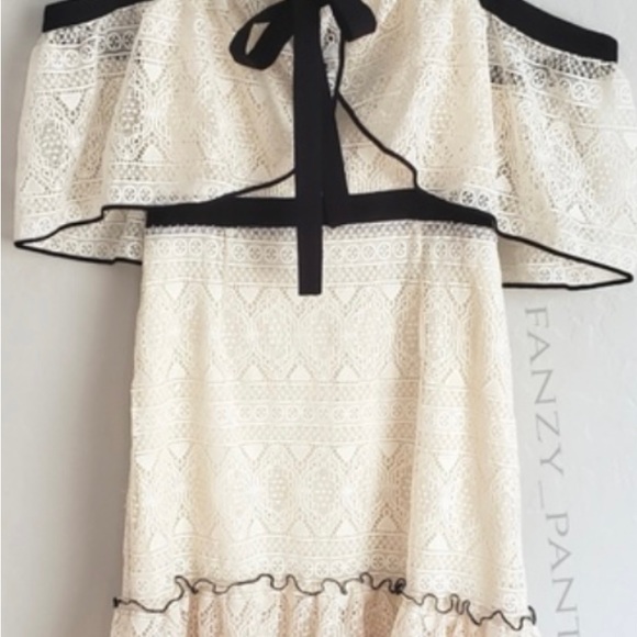 Anthropologie Adelyn Rae Marissa Lace Flounce Dress in Ivory - Picture 6 of 12
